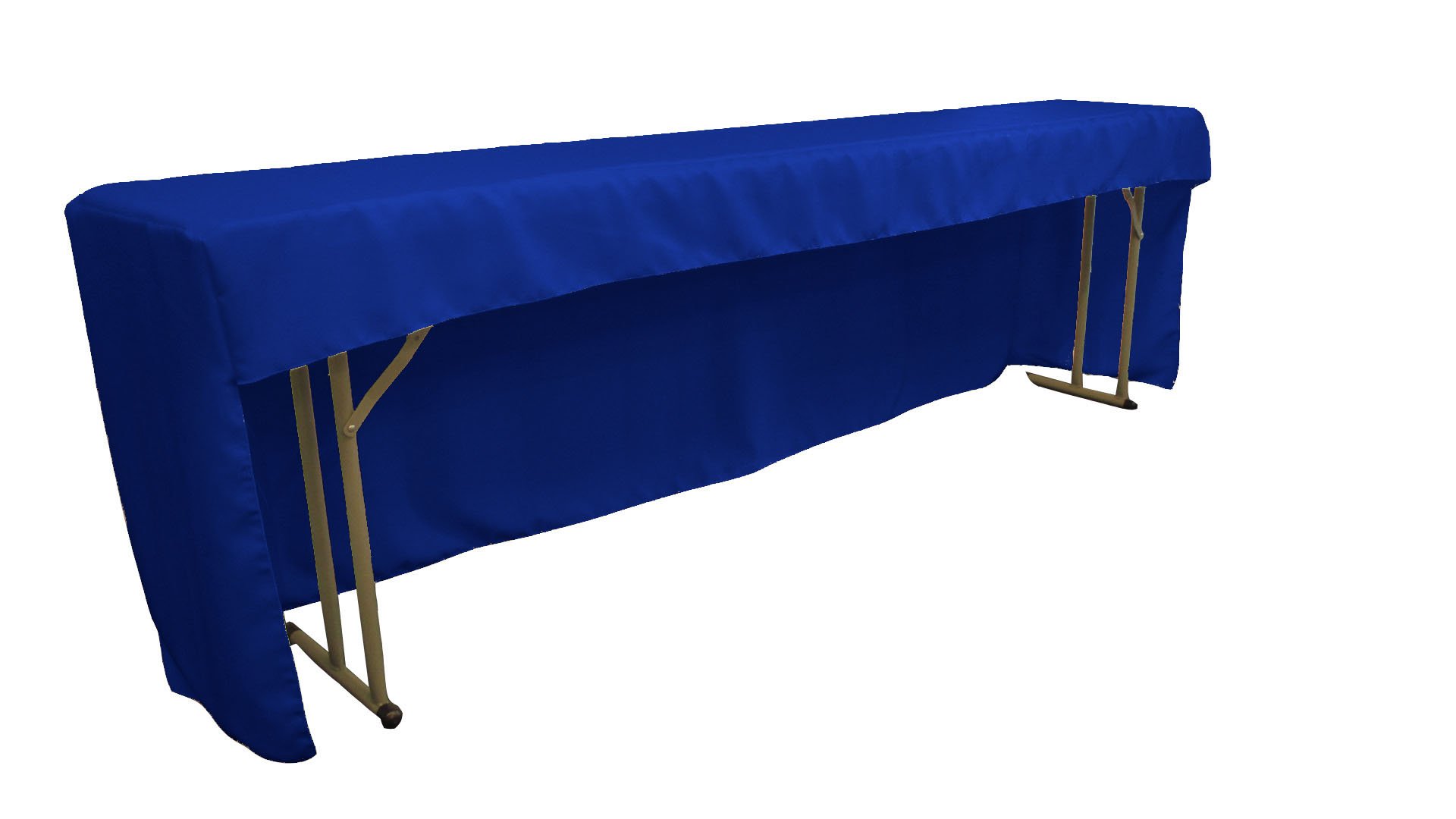 LA Linen Open Back Polyester Poplin Fitted Tablecloth for Classroom Tables, 96 by 18 by 30-Inch, Royal Blue, 243.84 x 45.73 x 0.2 cm