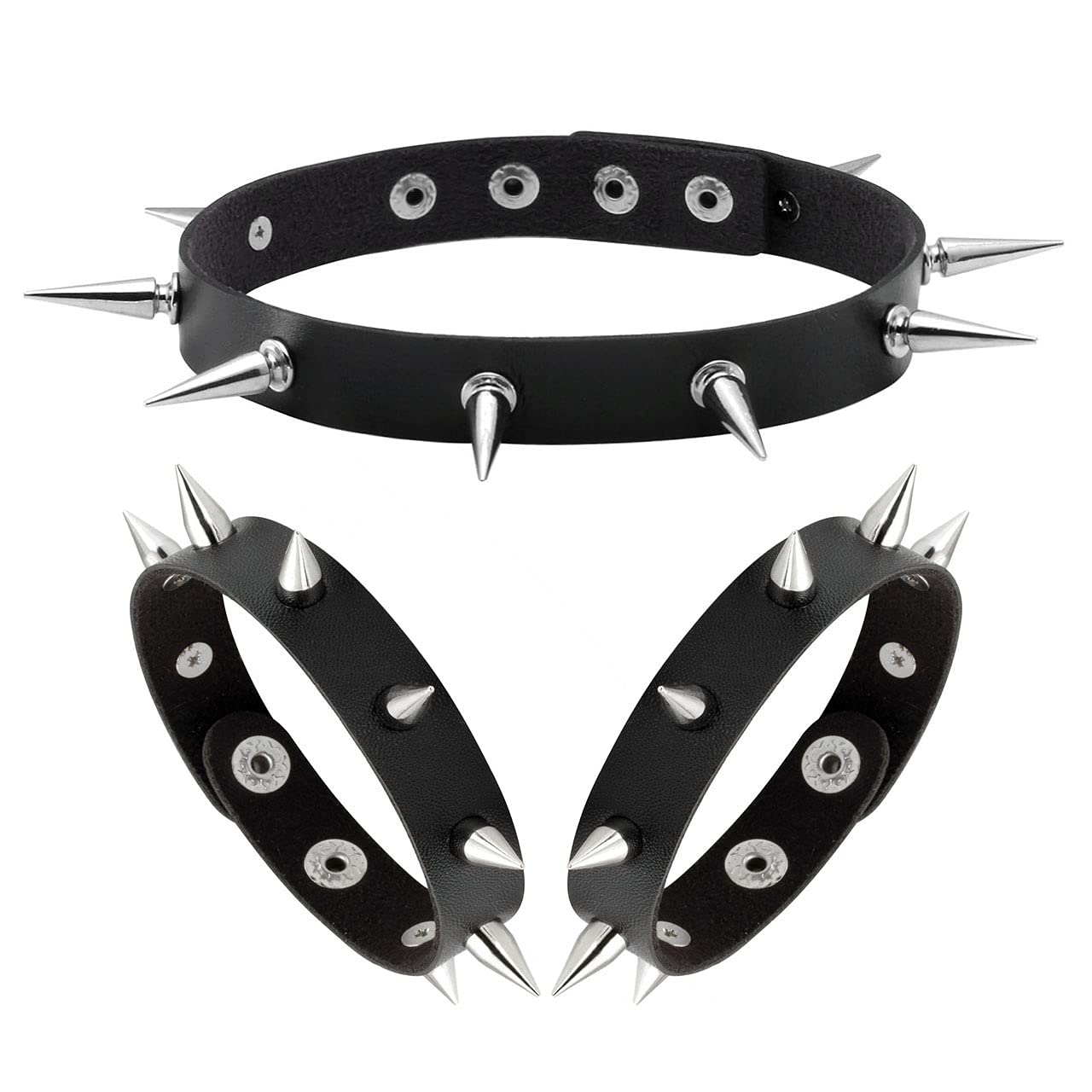 Manfnee Punk Gothic Bracelet Spike Rivet Cuff Bangle Metal Studded Wristband Choker Adjustable