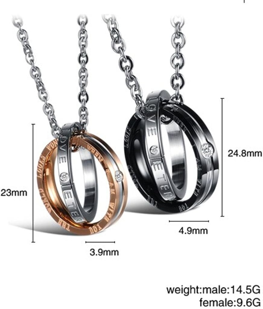 Feraco His Her Necklace for Husband Wife Couples Matching Set Titanium ...