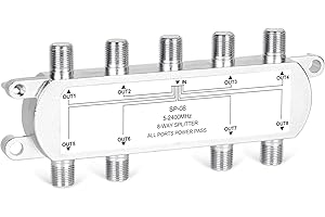 NEWCARE Digital 8-Way Coaxial Cable Splitter 5-2400MHz, RG6 Compatible, Work with Satellite/Cable TV and Internet, CATV Antenna System.(COAXIAL Cable NOT Included)