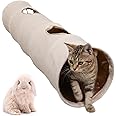 LeerKing Non Crinkle Cat Tubes and Tunnels Bunny Interactive Toys 47" x 10" for Rabbits Puppy Kitten 2 Windows