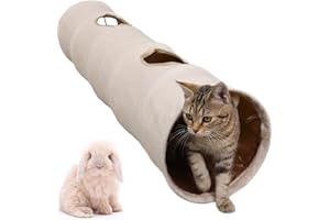LeerKing Non Crinkle Cat Tubes and Tunnels Bunny Interactive Toys 47" x 10" for Rabbits Puppy Kitten 2 Windows