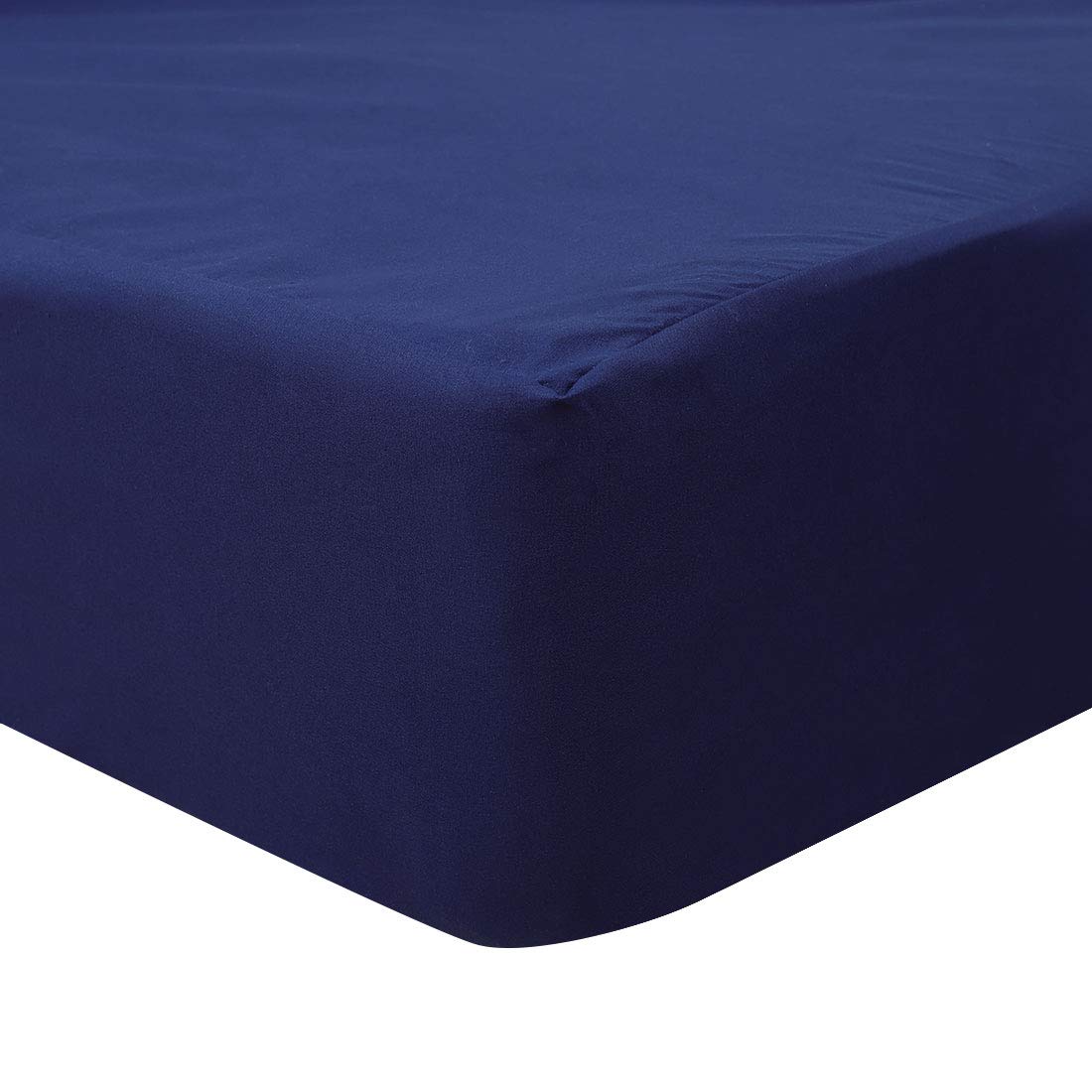 sourcing map Waterproof Fitted Sheet Double Bed Size, Navy 35cm Deep Pocket with Elastic Band Bed Sheet - 99x190cm