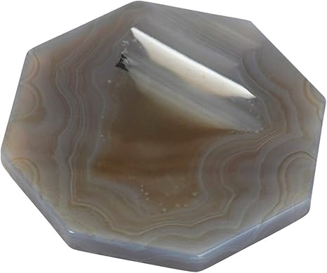 Amazon Com Rockcloud Stone Slices Stone Slab Name Cards Wedding Place Cards Healing Crystals Home Decoration Grey Agate Octagon Shape Home Kitchen