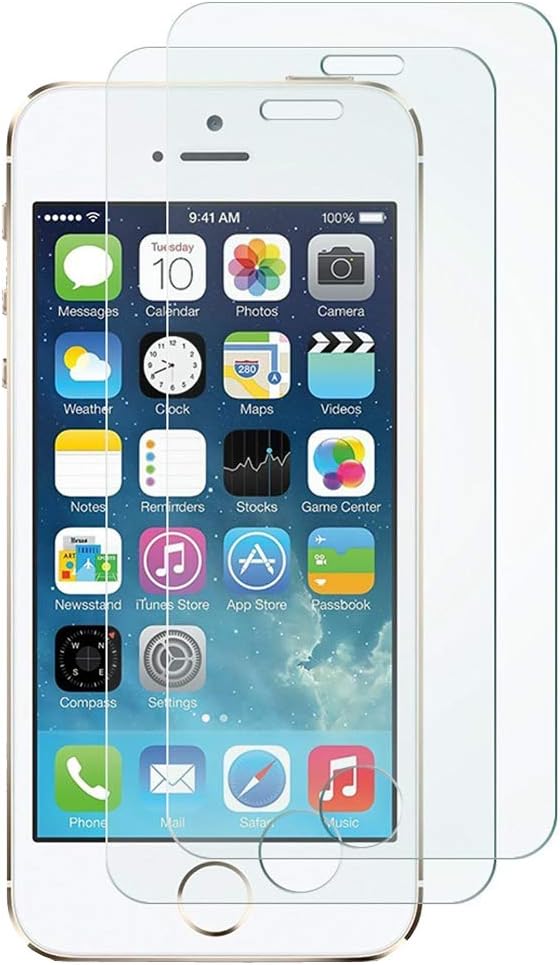wortek Premium Tempered Glass Screen Protector Real Glass Display Protector for Samsung Apple HTC etc. Tempered Glass 0.3 mm Clear transparent iPhone 5/S/SE (2er Set)