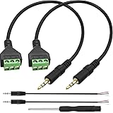 DKARDU 3.5mm 1/8inch Stereo Audio Male Jack to AV 3-Screw Balun Terminal Adapter Connector Cable, Speaker Wire Solderless Ter