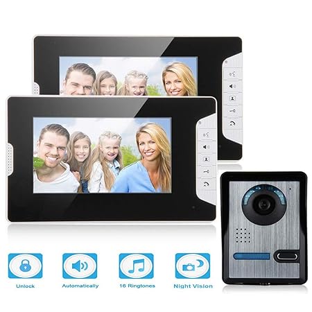 MOMAMO Video Türsprech, Video Türsprechanlage Türklingel, IR-Nachtsicht, TFT LCD-Bildschirm entsperren, Wasserdichte, Haussic