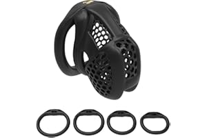 Men's honeycomb built-in small locking security cage, ventilated and breathable, with four fixed flat rings (Black, SMALL)