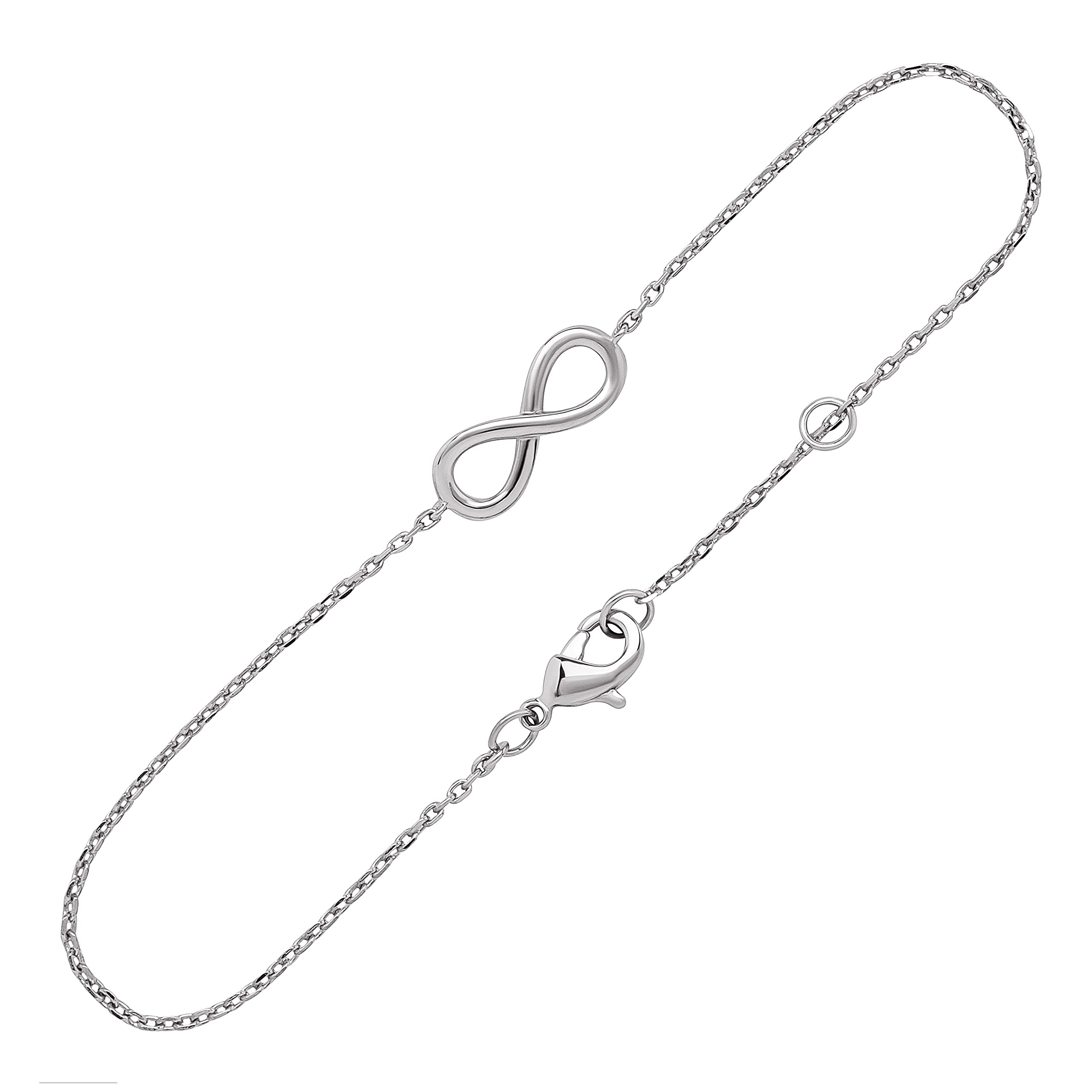 NKlaus 18cm Infinity Chain Bracelet 925 Sterling Silver Anchor Chain Bracelet rhodium plated 3099
