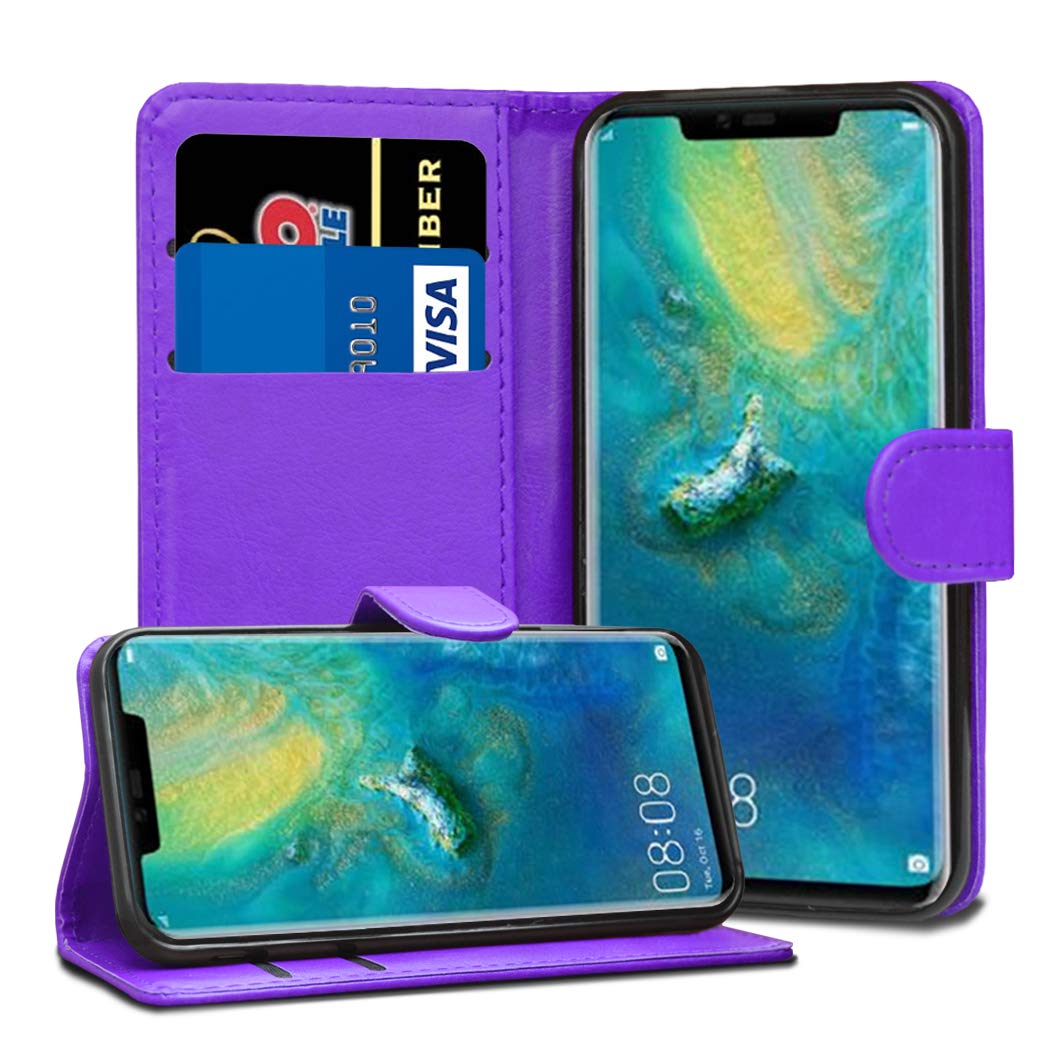 Compatible With Huawei Mate 20 Pro Cases - Premium Wallet Leather Flip Case Cover For Huawei Mate 20 Pro [Card Holder] [Magnetic Closure] (Purple)