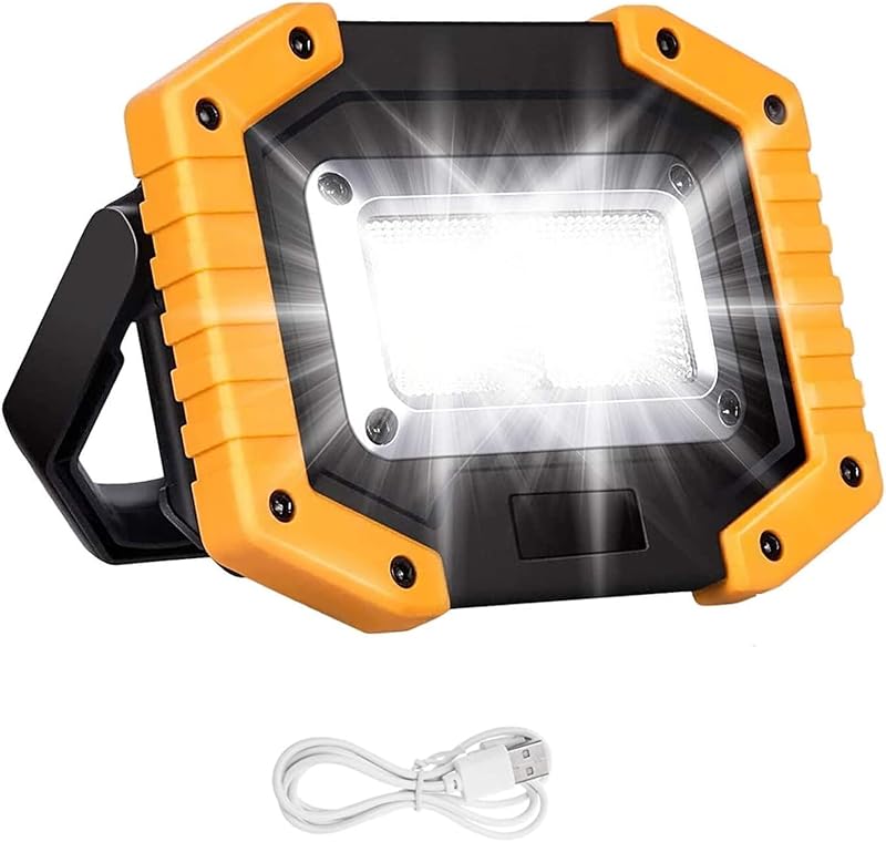 Beizkna 30W LED Work Light Rechargeable Battery Powered Floodlight 2000LM USB