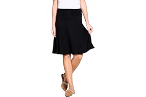 Popana Womens Casual Knee Length A-Line Stretch Midi Skirt Plus Size Made in USA