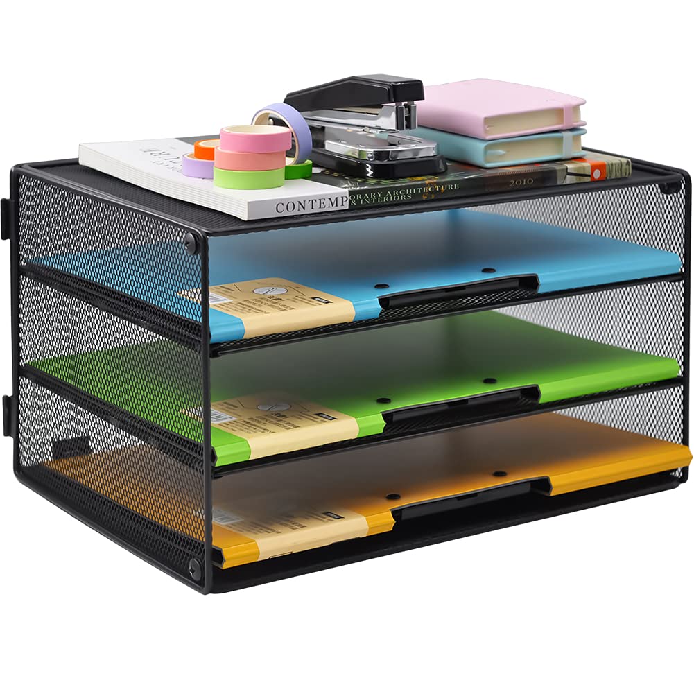 Mua 3 Tier Mesh Desk Paper Tray Organizer, File Organization for Letter ...