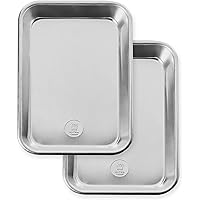 Professional Aluminum Eighth Sheet Pan - 1/8 Small, 6.97x10.16-inch Baking Sheet Set, 2-Pack - Easy Clean, Food Safe…