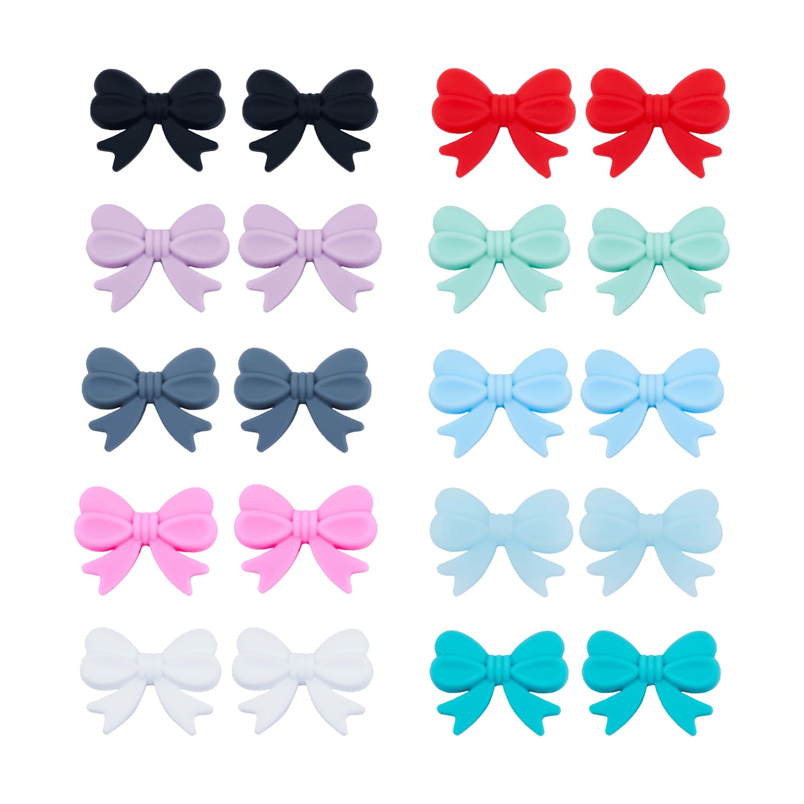 Photo 1 of 20PCS 3D Bow Silicone Beads, Multicolored Bow Focal Bead, Cute Bowknot Silicone Bead for Keychain Making, Creative Loose Beads Bulk for Pens DIY Handmade Crafts Necklace Bracelet Lanyard