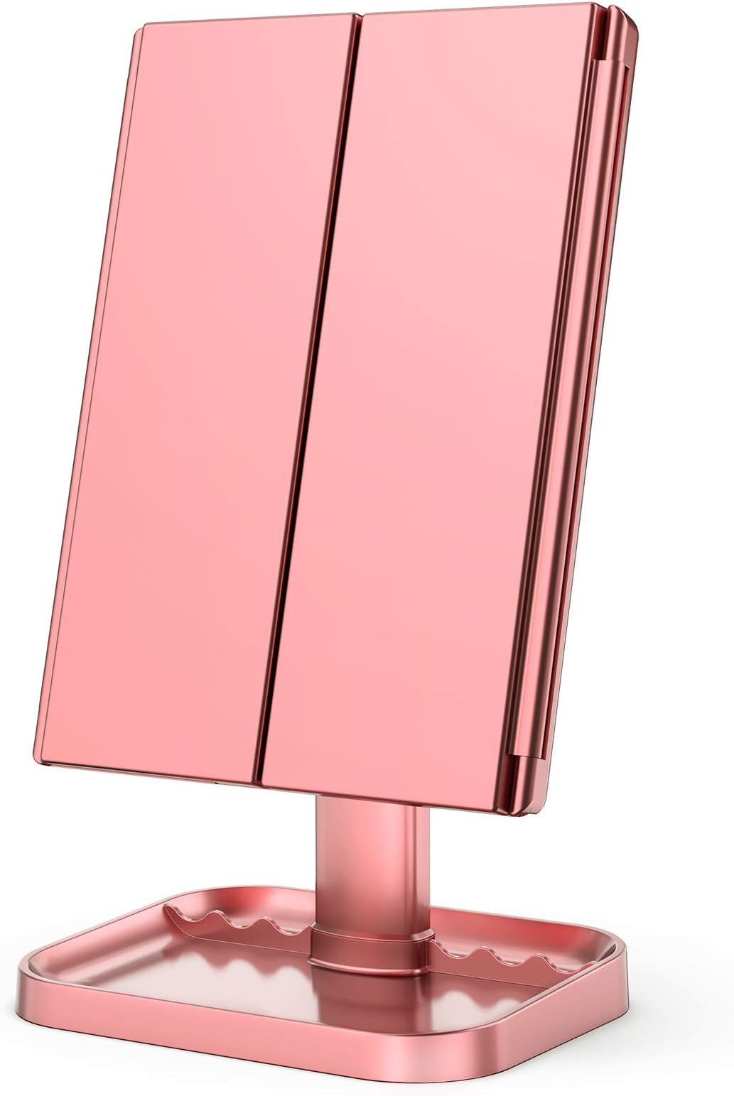 KOOLORBS Makeup Mirror with Lights, 1x 2X 3X Magnification, Lighted Makeup Mirror, Touch Screen Switch, Vanity Mirror with Lights, Dual Power Supply, Portable Trifold Makeup Mirror, Female Gift