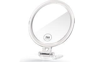 FUHUIM Hand Mirror, 1X/20X Magnifying Handheld Mirror, Portable Travel Folding Hand Held Mirror,Double Sided Makeup Mirror for Girl