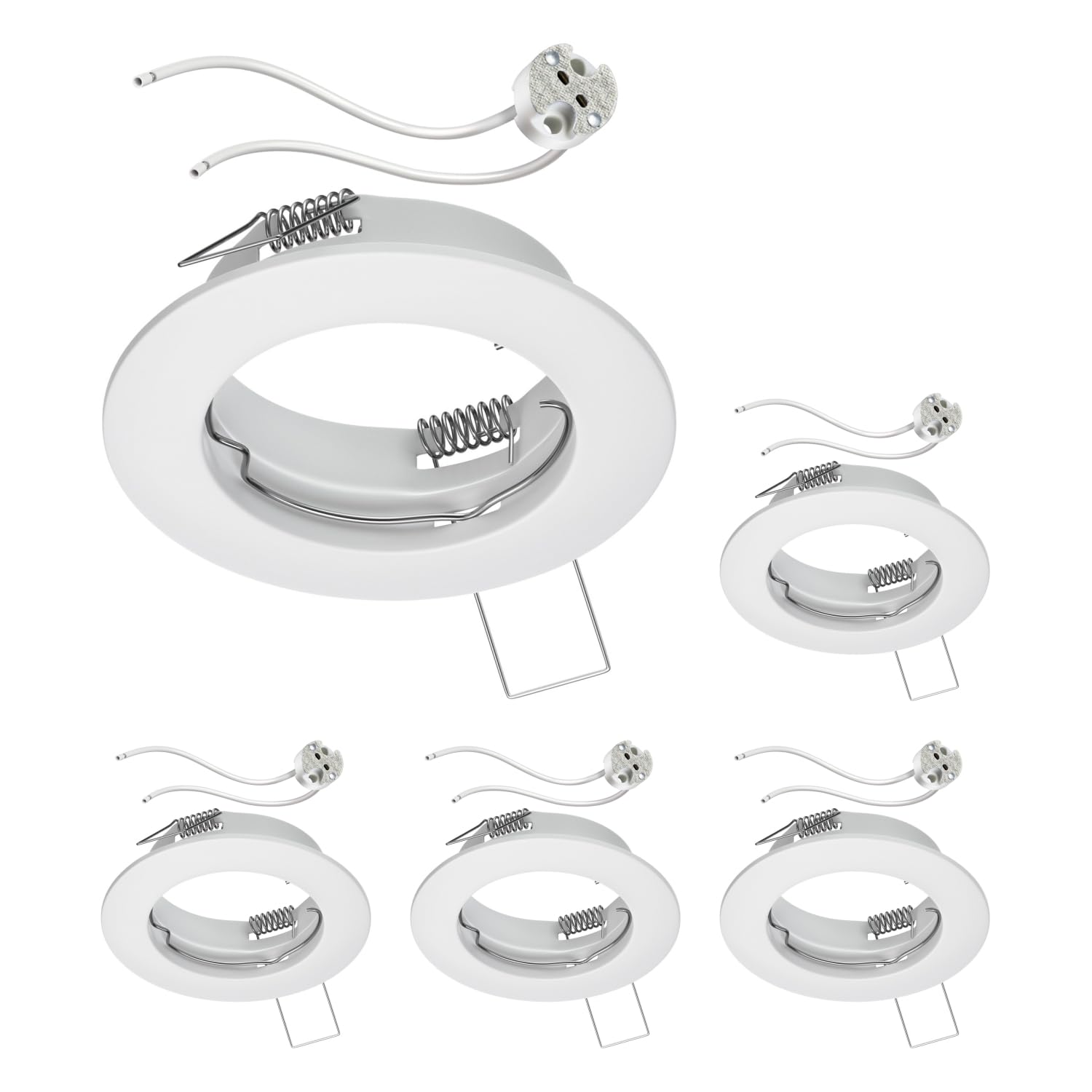 ledscom.de 5 Pieces Ceiling recessed Frame Fere recessed Frame White matt (LED/Halogen/MR16/50mm) incl. GU5.3 Socket — image 1