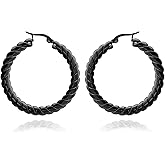 555Jewelry Large Twisted Wire Woven Circle Stainless Steel Hoop Earrings for Women