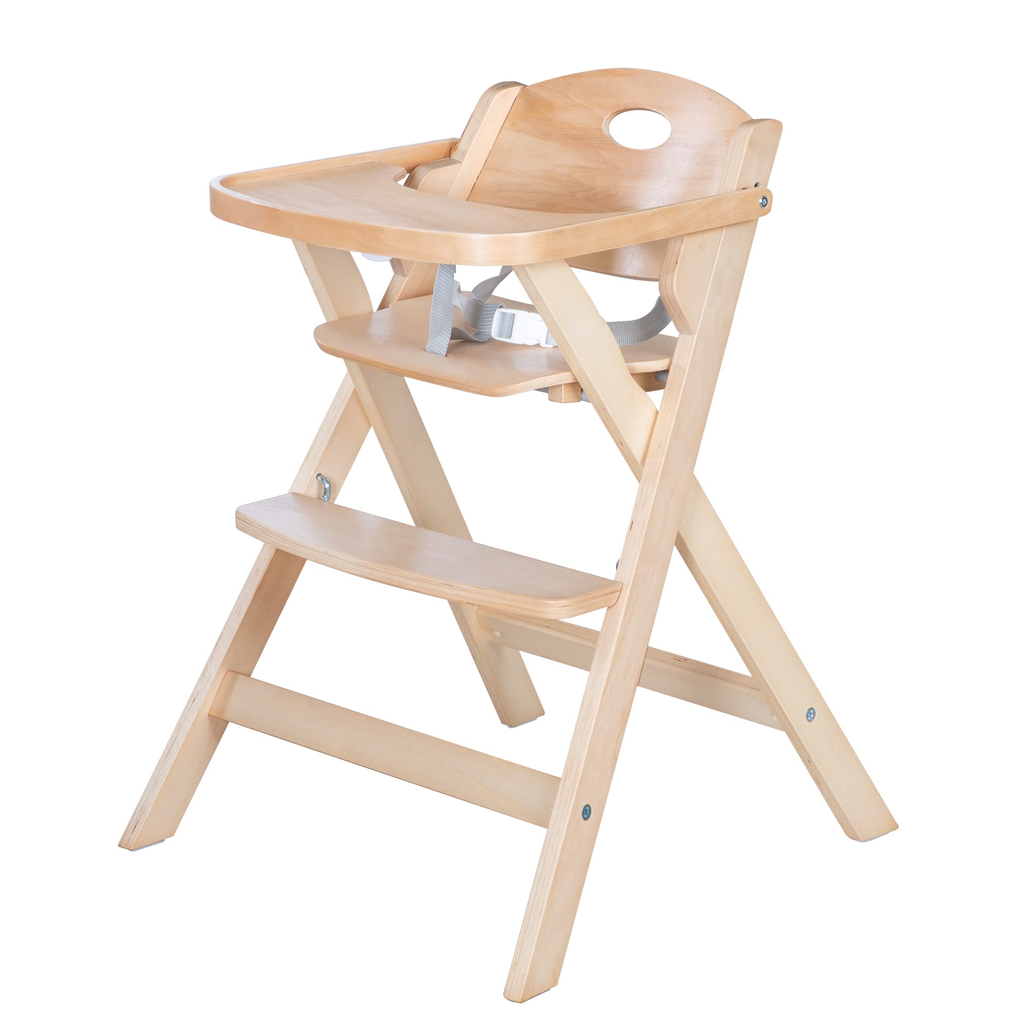 roba Baumann Folding High Chair Roba, Foldable Space Highchair, Baby and Toddler High Chair, Natural Wood