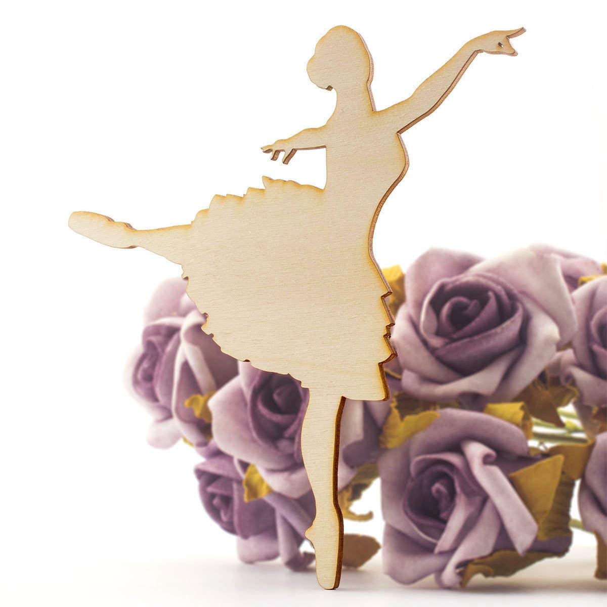Summer-Ray 2pcs Wooden Silhouette Ballerina in Arabesque Pose Wooden Craft Piece (Large (9"))