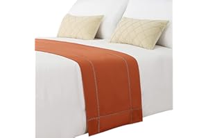 JADE POKE Bed Runner 260 x 50 cm for King Size Bed, Bed Throws for Foot of Bed, Burnt Orange Bed Runner Bedding Scarves Decorations for Bedroom Hotel Wedding Room
