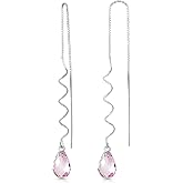 Galaxy Gold GG 14k White Gold Threaded Earrings with Pink Topaz