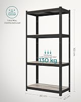 SONGMICS Set of 2 Shelving Units 40x80x160 cm 520 kg Load Greige/Black view 7