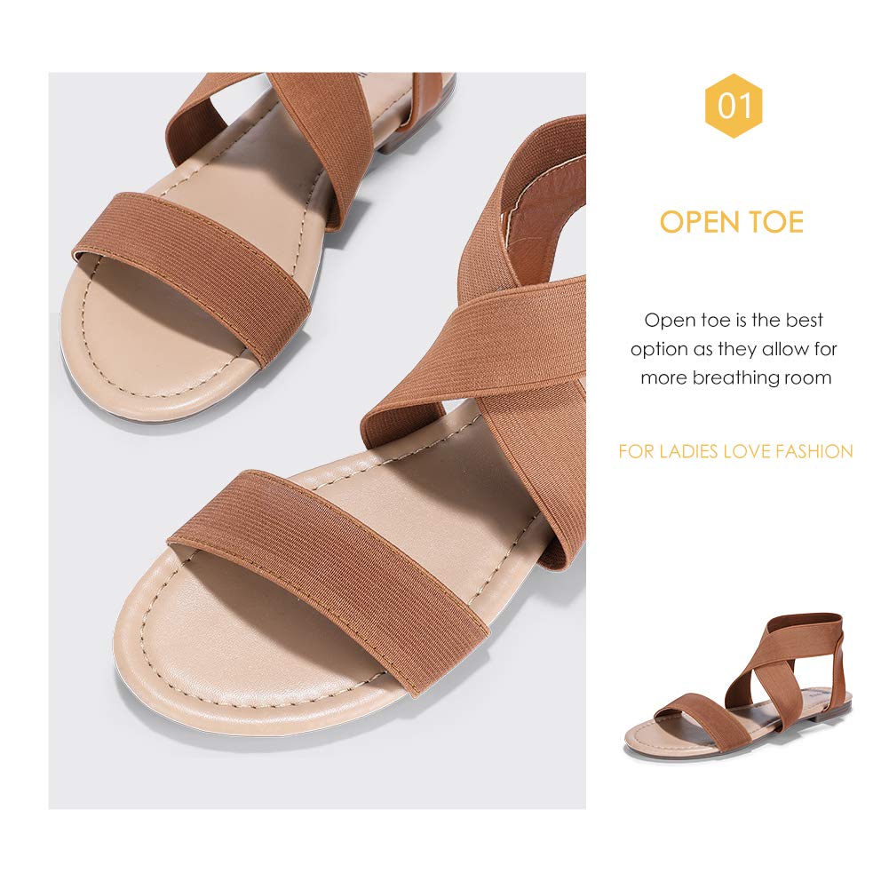 IDIFU Women's Elastic Flat Sandals Criss-Cross Open Toe Ankle Strap Summer Shoes - Image 4