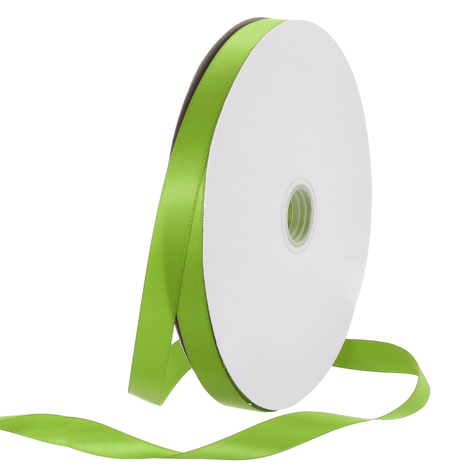 Rebower 15mm Satin Ribbon 91m Thick Double Face Grosgrain Silk Ribbon, [for Gift Wrapping, Hair Bows, Wedding, Cake, Flower] - 100 Yard/300ft/ Lawn Green