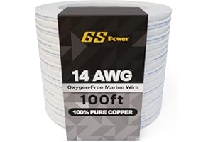 GS Power 100 Ft Duplex Marine Wire, 14 Gauge Wire, Oxygen-Free Tinned Copper 14 AWG Electrical Boat Wiring, Sheathed Copper Marine Grade Electrical Cable for Boat Automotive RV Camper Trailer