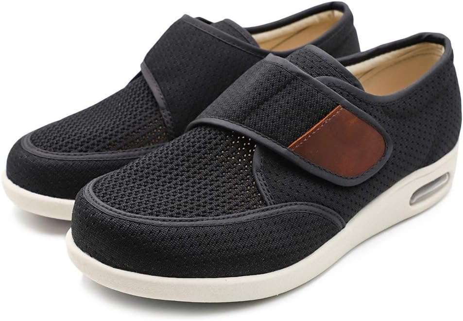 Men's Diabetic Walking Shoes Breathable Trainers, Air Cushion Sneakers Lightweight Adjustable Closure Elderly Slipper for Edema & Arthritis Swollen Feet