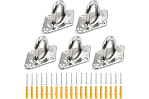 Hxchen 5Pcs M8 Heavy Duty Pad Eye Plate Staple Ring Hook Loop U-Shaped Sail Shade Hardware, 304 Stainless Steel Wall Ceiling Hammock Hooks Hange (Diamond)