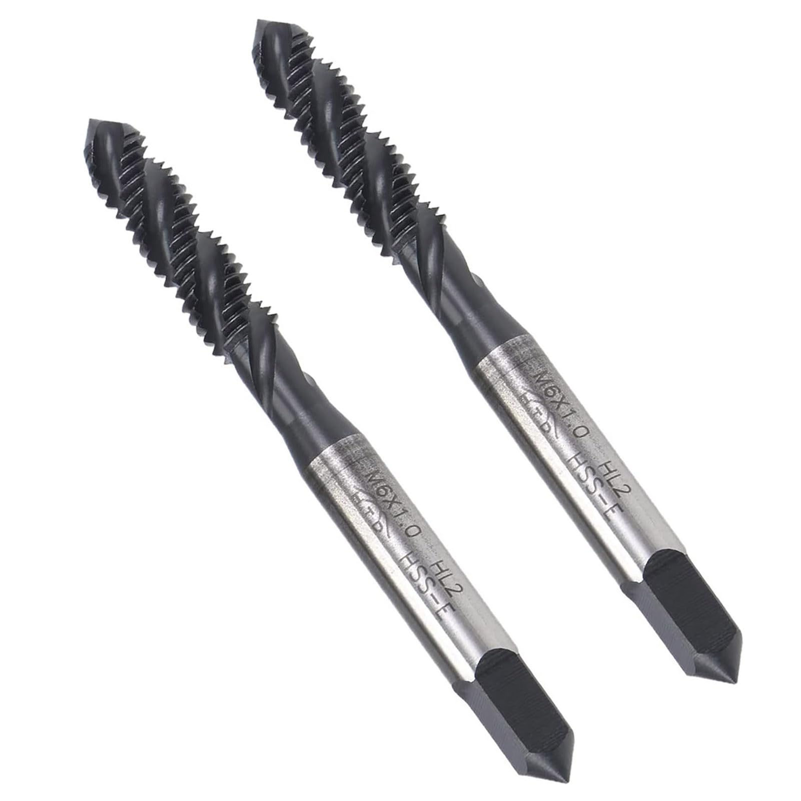 MACHSWON Spiral Flute Thread Tap for Processing Blind Holes and Sticky Materials H2 Tolerance High Speed Steel Metric Machine Threading Tap M6 x 1.0mm 2PCS