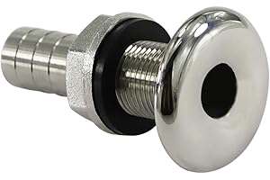 keehui 316 Stainless Steel Durable Combo Stainless Steel Thru-Hull Fitting w/Nut with Custom Gasket Boat Plumbing Fittings for Boats, Yachts, Marine