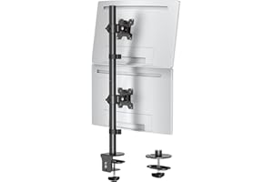 MOUNTUP Dual Monitor Stand, Vertical Monitor Mount for 2 Max 32 inch Stack Screen Monitors, Height Adjustable, Swivel, Tilt M