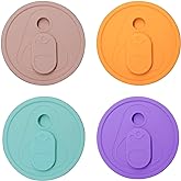 TERESRY 4 Pack Silicone Lids for Glass Cups with Bamboo Lids and Straws, 2.75inch/70mm Silicone Lids for 16OZ 20OZ 24OZ