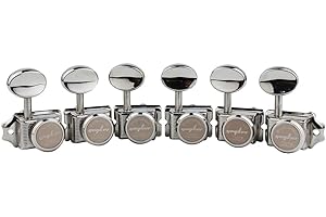 Guyker 6 Inline Vintage Guitar Lock String Tuners – Locking Tuning Key Pegs Machine Heads Replacement Parts for ST TL Style Electric, Folk or Acoustic Guitars – Nickel