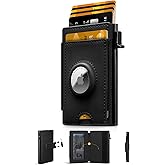 iwantit Wallet with Airtag Holder for Men: Pop Up Bifold Wallet with Detachable Money Clip ID Window for Air Tag(1st & 2nd Generation) - RFID Blocking for Card Cash - Valentine's Day Gift (Black)