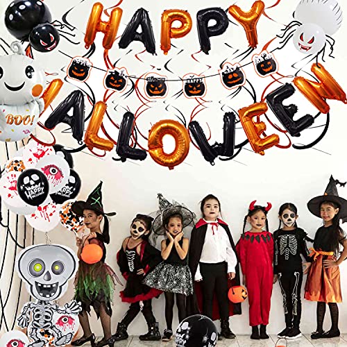 Celemela Halloween Luftballons Halloween Deko Set Happy Halloween Dekoration Halloween Girlande Kit für Halloween Party Deko (Schwarz)