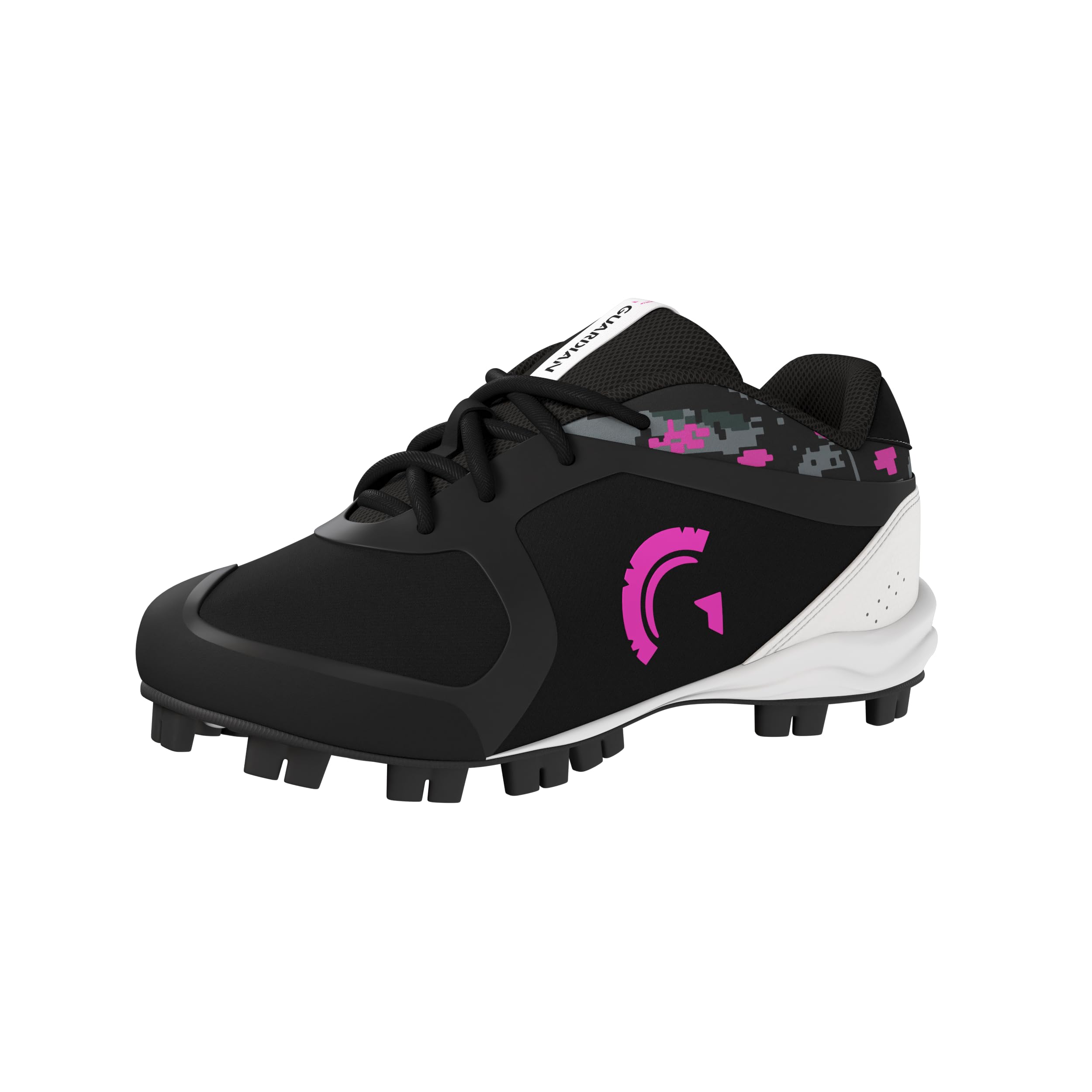 Guardian Baseball and Softball Low Top Cleats for Youth Boys and Girls - Black/Lowlighter Pink, Size 6 Image