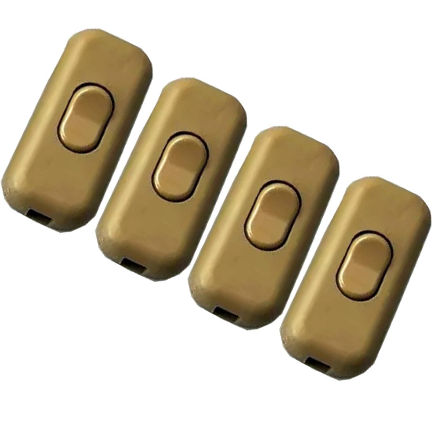 Fuchswerk 4 Pack Intermediate Switch Cord Switch - 2-3-Pin 6A 250V Gold Rocker Switch Manual Operation IP65