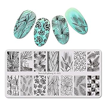 Amazon Com Nail Art Stencil For Nail Flower Leaf Image Autumn