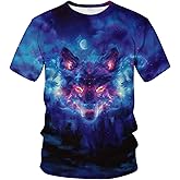 WHNBCW Novelty Men's Wolf T-Shirt Funny Animal Graphic Tee Shirt