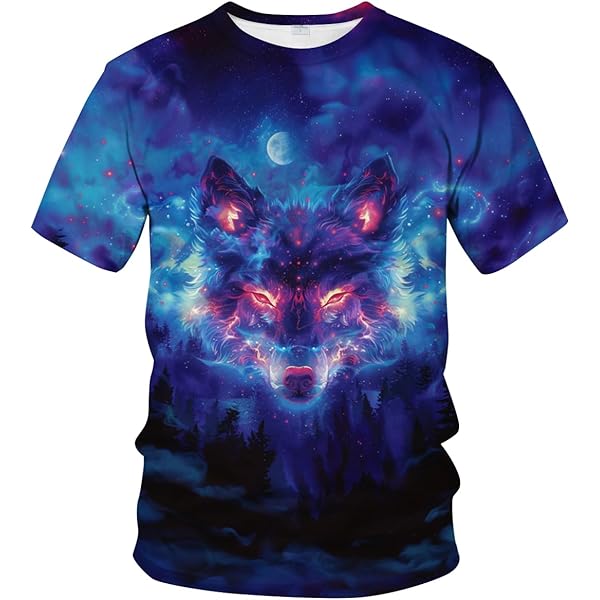 Amazon.com: VNBNT Wolf Shirts for Men–Men's T-Shirt–Graphic T