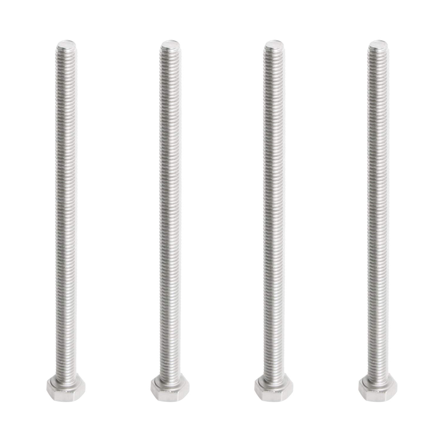 Aopin M6 x 120mm Hex Head Bolts Screws Grade 5.8 Stainless Steel, Fasteners Fully Machine Threaded SUS304 4 Pcs