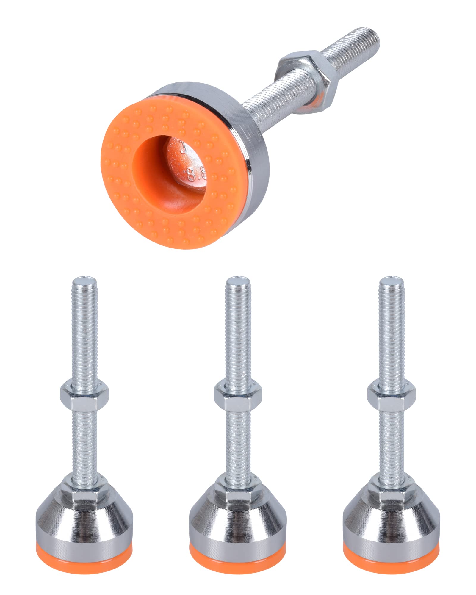 SPDYCESS 4 PCS Furniture Adjustable Feet, M10×80mm×Ø40mm Thread Heavy Duty Carbon Steel Leveling Foot Adjuster Leveller Buffering Floor Protector Reduce Noise for Machine Table Furniture Feet