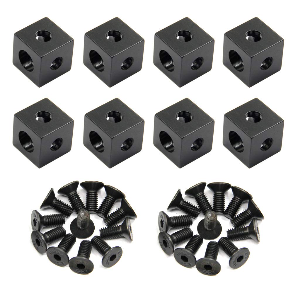 Befenybay 8PCS Black Corner Bracket Cube (20x20x20mm) for 6mm Slot Aluminum Extrusion Profile 2020 Series (Cube Corner-8PCS)