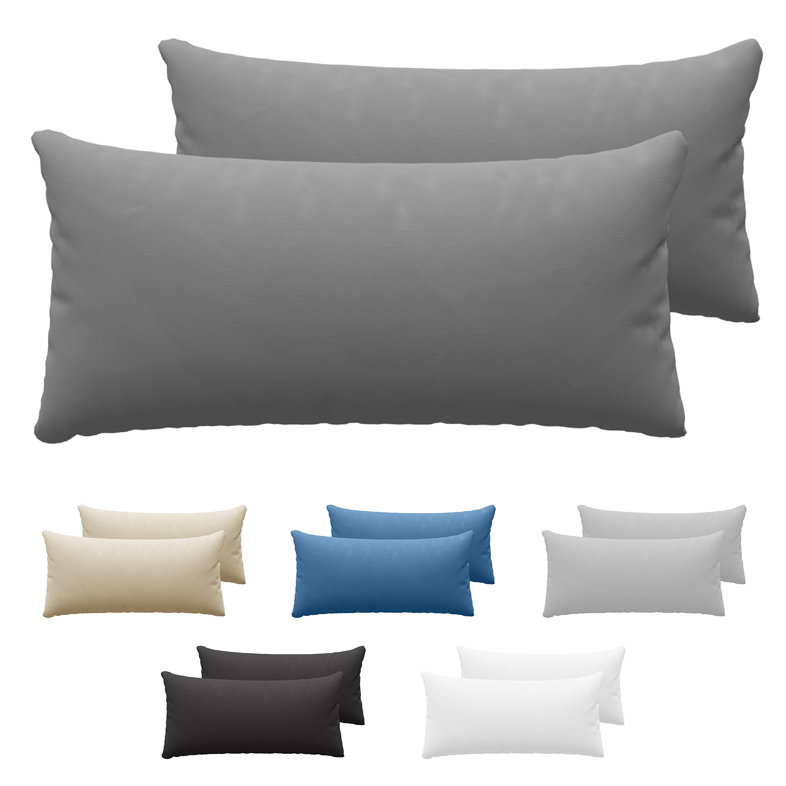 Dreamzie Pillowcases (Set Of 2) - Anthracite - For Pillows 40 x 80 cm - 100% Cotton Jersey - Cotton Pillowcase - Pillow Cover For Bed - Pillowcase Pillow -Pillow Protector Resistant and Hypoallergenic