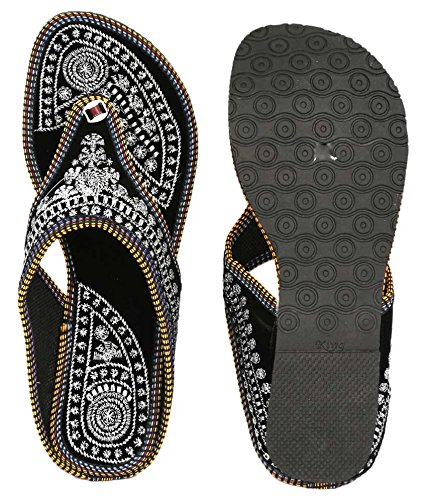 thari choice women's velvet ethnic flat chappal and slipper